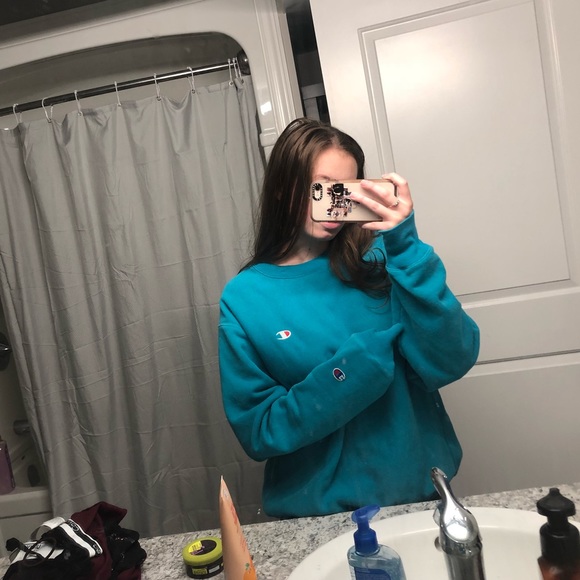 SOLD THROUGH DEPOP // Blue Champion sweatshirt - Picture 1 of 4